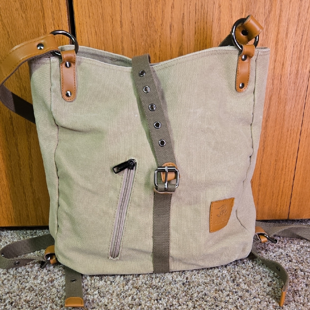Fularishi Tan Canvas Backpack